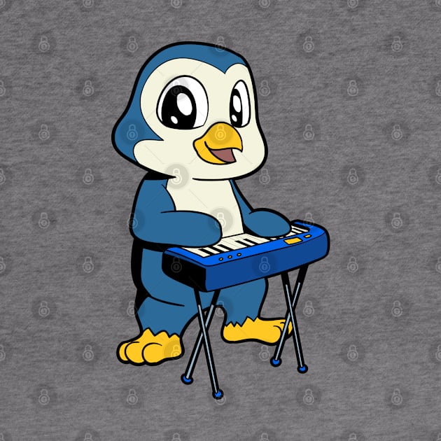 Cartoon penguin playing keyboard by Modern Medieval Design